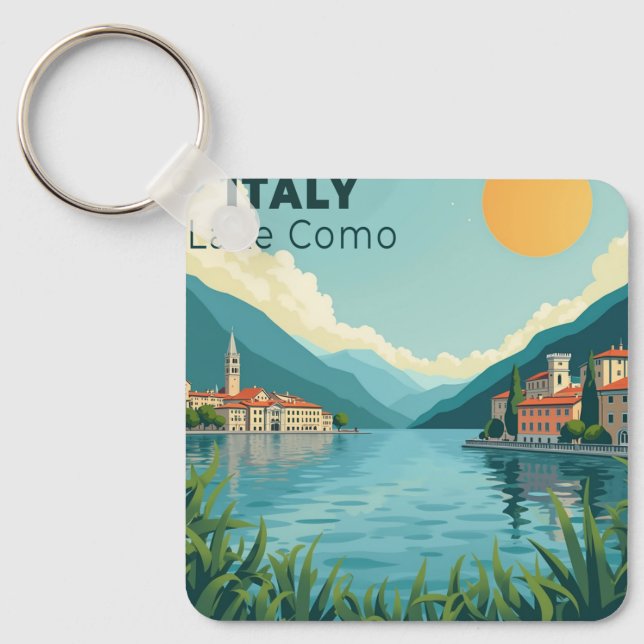 Chaveiro A Nostalgic Classic Travel Poster – Italy Lake Com (Frente)