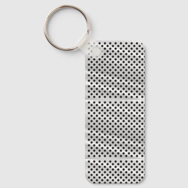 Chaveiro A rectangular keychain with a metal ring (Frente)