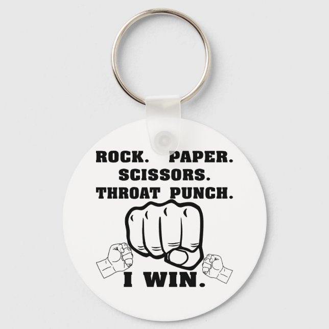 Chaveiro A tesoura de papel do Rock Dura Punch I Win (Frente)
