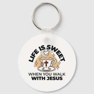 Chaveiro A vida é doce com Jesus - Taça Cristã Faith Tea
