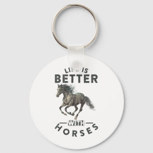Chaveiro A Vida É Melhor Com Cavalos Engraçados.