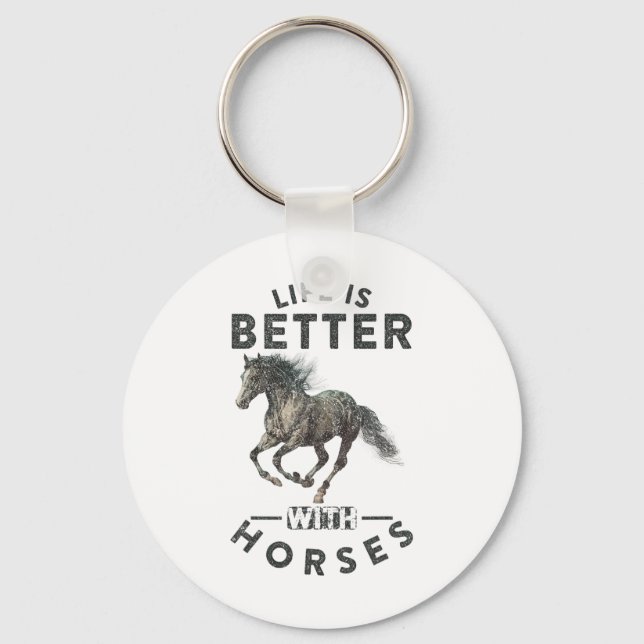 Chaveiro A Vida É Melhor Com Cavalos Engraçados. (Frente)