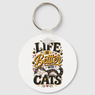 Chaveiro A Vida é Melhor Com Gatos 