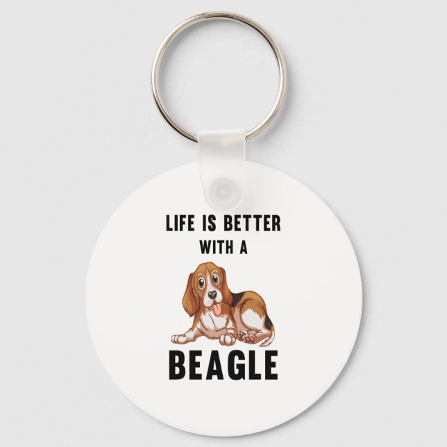 Chaveiro A vida é melhor com um beagle (Frente)