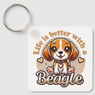 Chaveiro A vida é melhor com um Beagle - Beagle Fofo