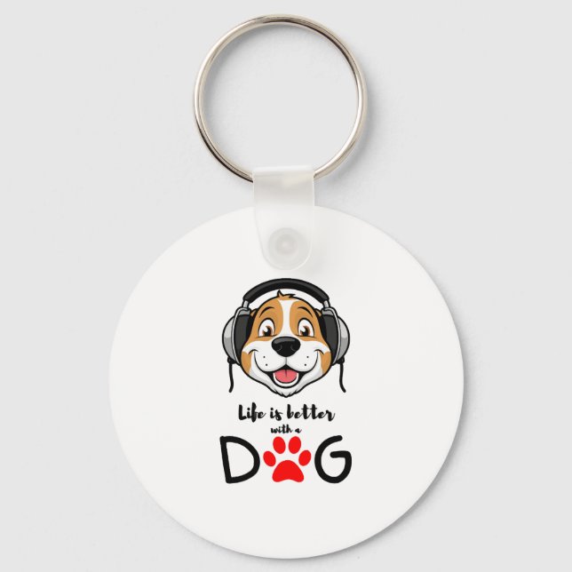 Chaveiro a vida é melhor com um cachorro   (Frente)