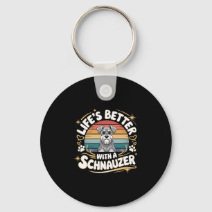 Chaveiro A Vida é Melhor Com Um Cachorro Schnauzer Vintage