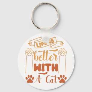 Chaveiro A vida é melhor com um gato