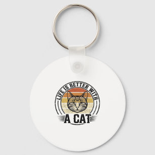 Chaveiro A Vida É Melhor Com Um Gato Camisa Vintage De Gato
