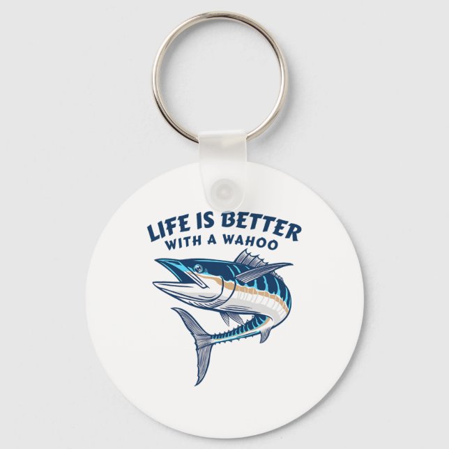 Chaveiro A Vida É Melhor Com Um Wahoo Fisi Salt Water Engra (Frente)