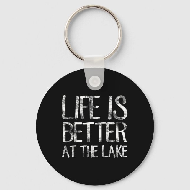 Chaveiro A Vida É Melhor No Lago Camiseta Divertida De Camp (Frente)
