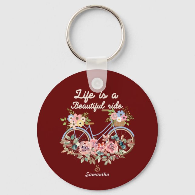 Chaveiro A vida é um belo cartaz com Primavera Floral (Frente)