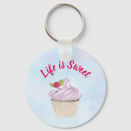 Chaveiro A vida é um Cupcake rosa doce