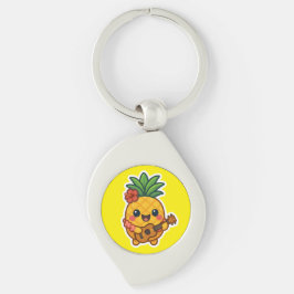 Chaveiro Abacaxi Kawaii sorridente - Tropical