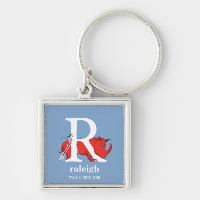 Chaveiro ABC do Dr. Seuss: Letra R - Branco | Adicione seu  (Frente)