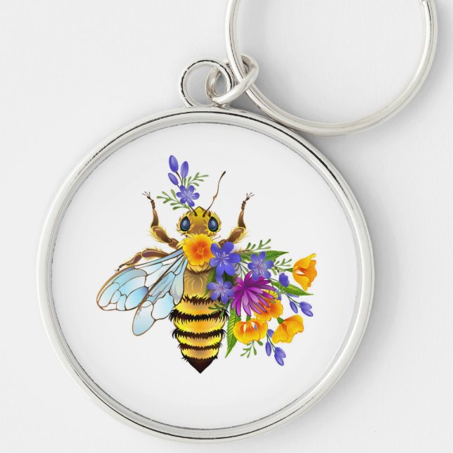 Chaveiro Abeja flor com plantas silvestres (Frente)