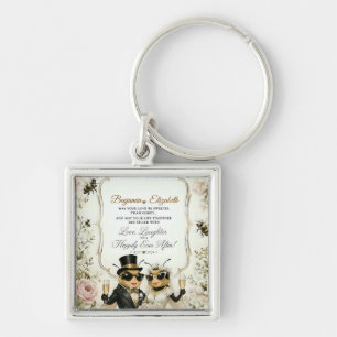 Chaveiro Abejas melíferas adoráveis, elegante boda floral