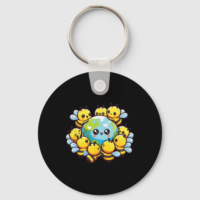 Chaveiro Abelhas de Kawaii, o globo terrestre (Frente)