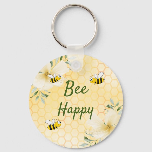 Chaveiro Abelhas Feliz Bombus Abelhas amarelas favas boniti (Frente)