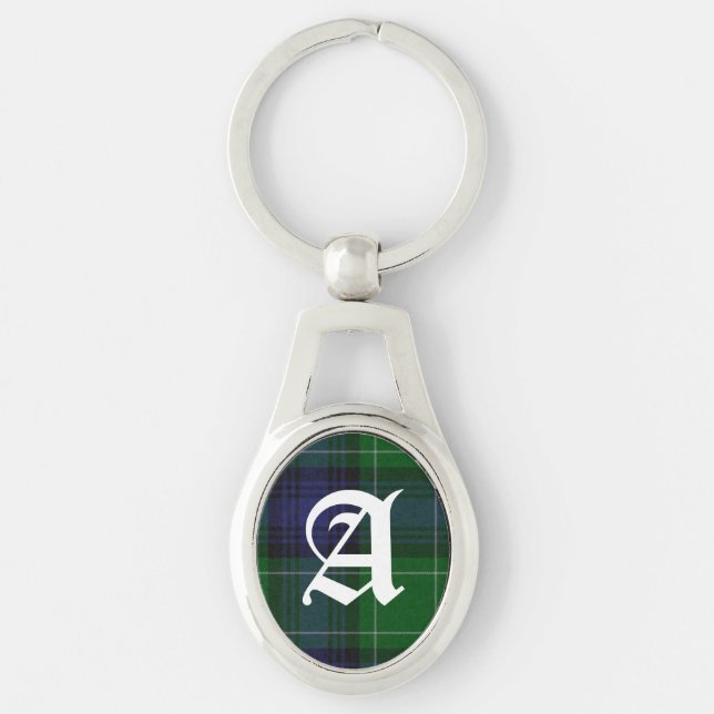 Chaveiro Abercrombie Tartan Xadrez Monograma Cadeia de Chav (Frente)