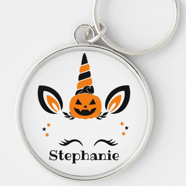 Chaveiro Abóbora de Halloween com Nome Unicórnio (Frente)