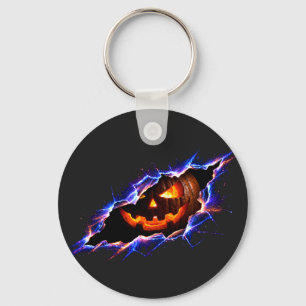 Chaveiro Abóbora de Halloween Cósmica Brilhante com Rasgo D