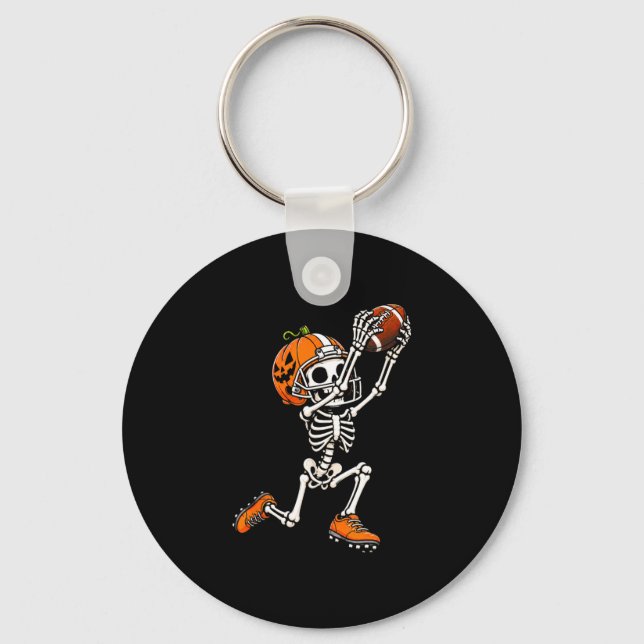 Chaveiro Abóbora de Halloween esqueleto de futebol  (Frente)