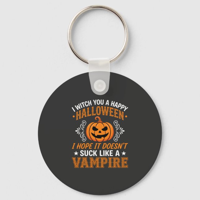 Chaveiro Abóbora de Vampiro de Halloween Engraçado (Frente)