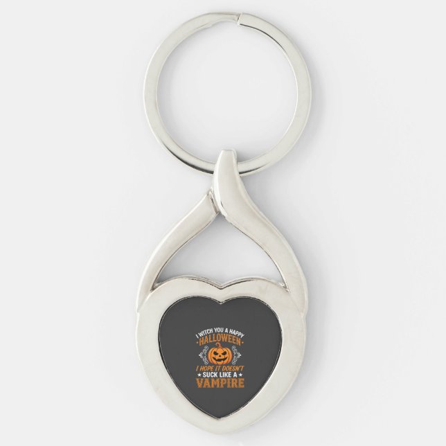 Chaveiro Abóbora de Vampiro de Halloween Engraçado (Frente)