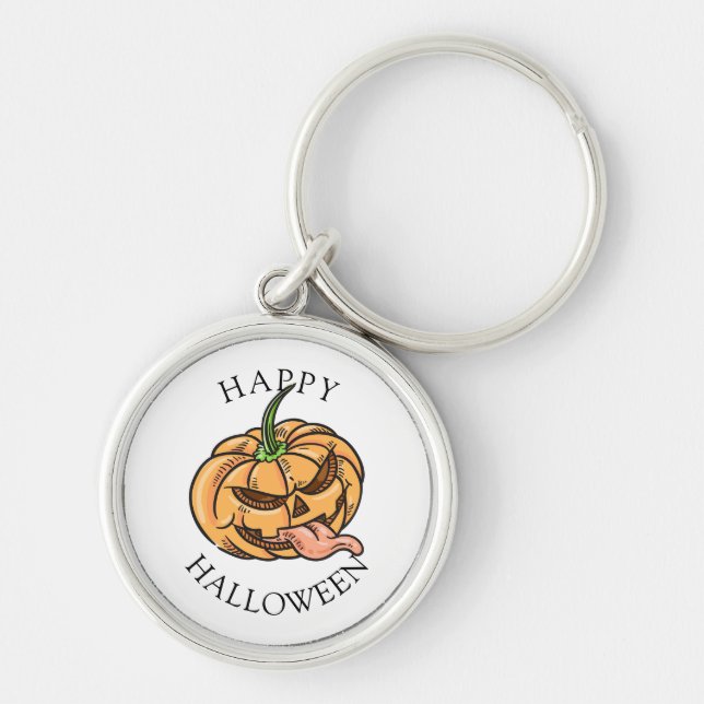Chaveiro Abóbora engraçada de Halloween Jack O Lantern (Frente)