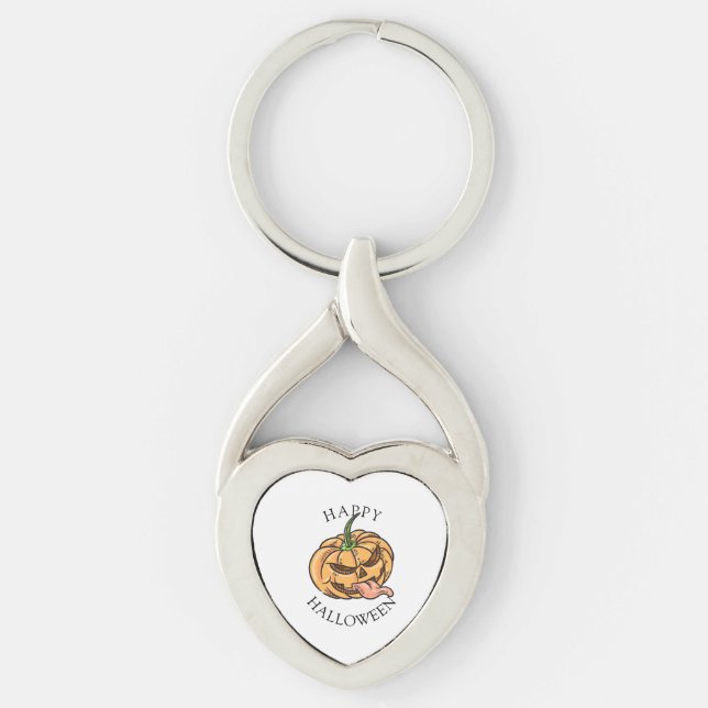 Chaveiro Abóbora engraçada de Halloween Jack O Lantern (Frente)
