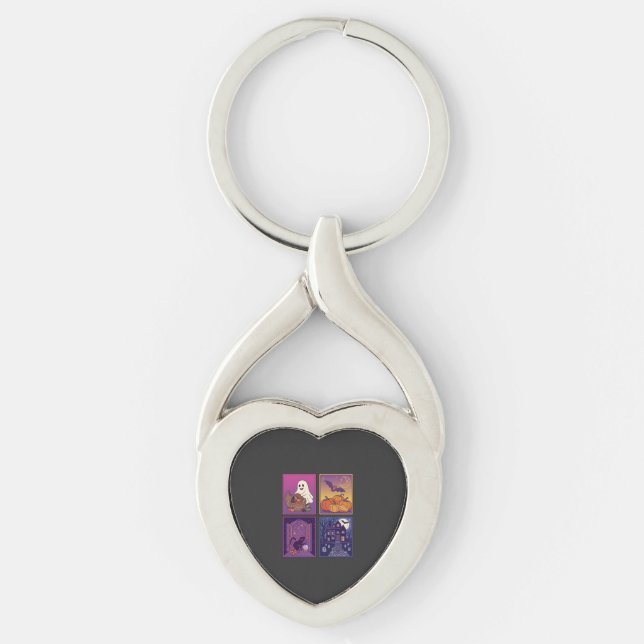 Chaveiro Abóboras Fantasmas de Halloween Casa Assombrada Ga (Frente)