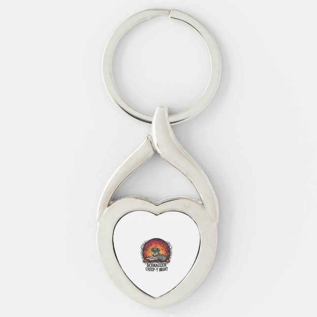 Chaveiro Aboboras Morcegos Noite de Schnauzer Halloween_1 (Frente)