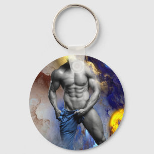 Chaveiro Abs ardentes e sem camisa do homem da SlipperyJoe 