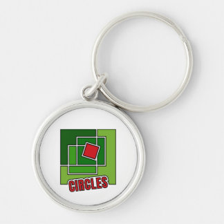 Chaveiro Abstração Verde com Quadrado Vermelho Torcido