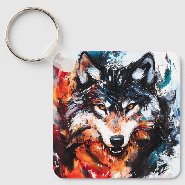 Chaveiro Abstract Wild Spirit Wolf (Frente)