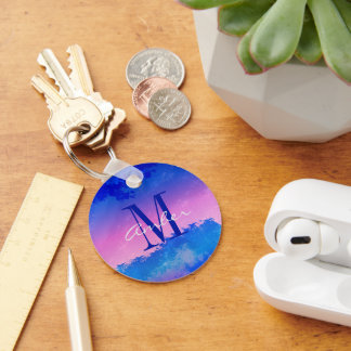 Chaveiro Abstrato Azul Cor-de-rosa — Oceano Sol Personaliza