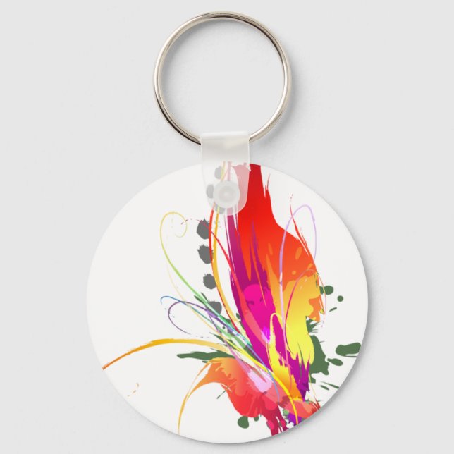 Chaveiro Abstrato Bird of Paradise Paint Splatters (Frente)