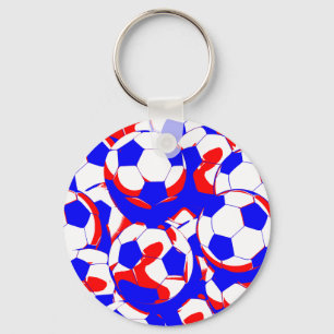 Chaveiro Abstrato branco e azul vermelho das bolas de