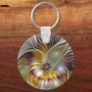 Chaveiro Abstrato da Fantasia Colorida Flor Moderno Fractal