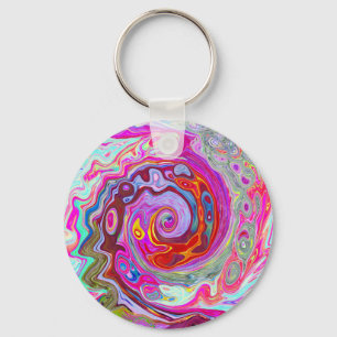 Chaveiro Abstrato da parte traseira do Groovy, rosa quente 
