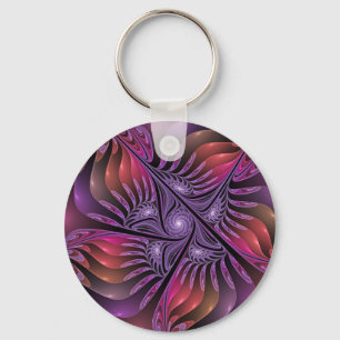 Chaveiro Abstrato de Fantasia Colorida Fractal Roxo