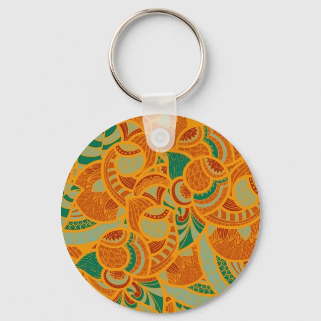 Chaveiro Abstrato de flores brancas, sem costura, azulejo c (Frente)