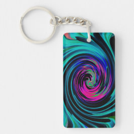 Chaveiro Abstrato de preto e turquesa Dramático