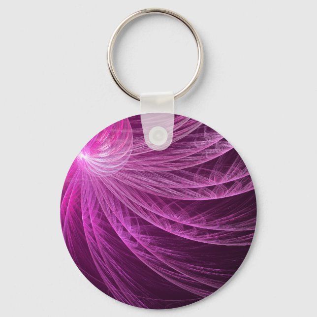 Chaveiro Abstrato de Whorl Rosa Fractal (Frente)