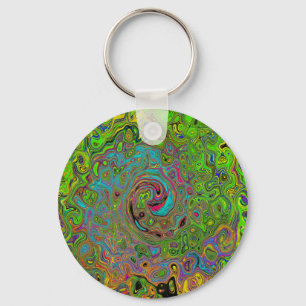 Chaveiro Abstrato do Groovy Verde limão e espiral azul