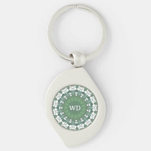 Chaveiro Abstrato Floral Elegante Personalizado Verde Prima