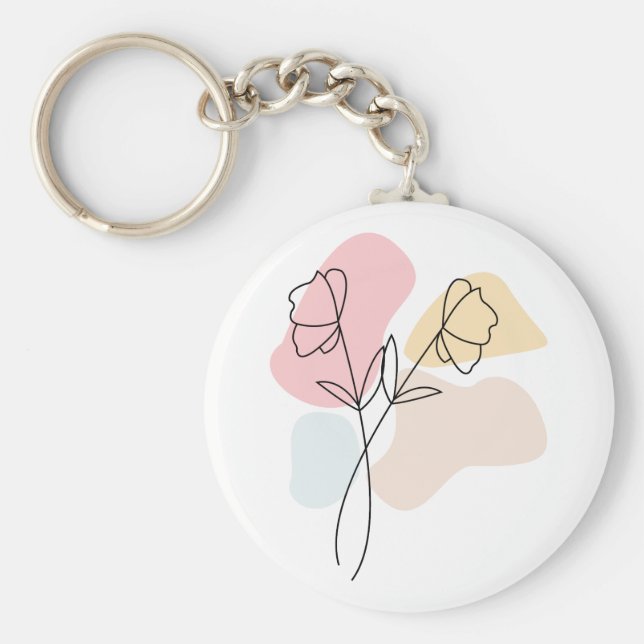 Chaveiro Abstrato Pastel Floral (Frente)