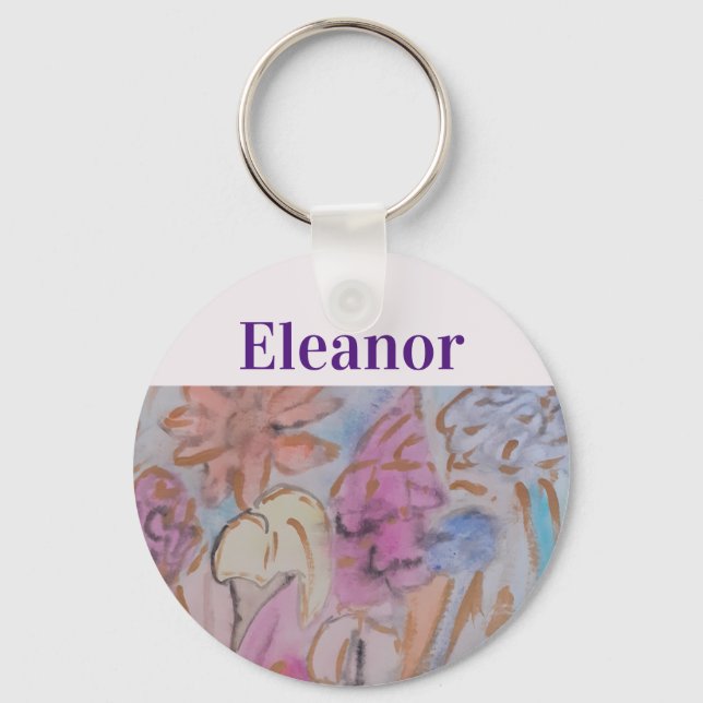 Chaveiro Abstrato Pastel Floral Personalizado (Frente)