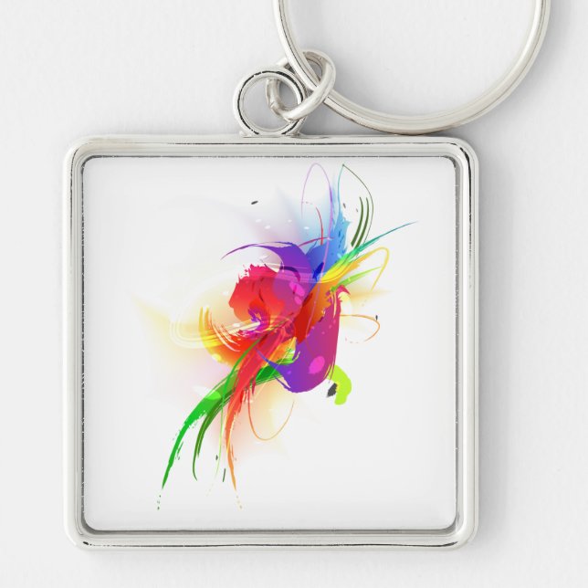 Chaveiro Abstrato Rainbow Lorikeet Paint Splatters (Frente)